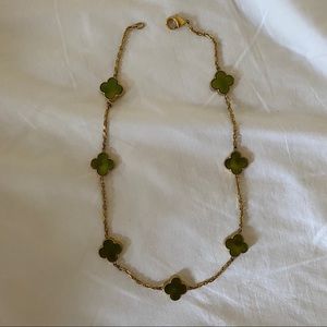 14k gold plated green van cleef lookalike necklace